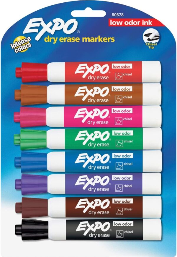 EXPO Low Odor Dry Erase Markers 8 Count Assorted Colors