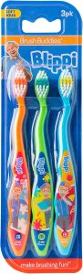 Brush Buddies Blippi Kids Toothbrushes – Soft Bristles, 3-Pack for Gentle Cleaning