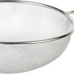 Imusa 10-Inch Stainless Steel Strainer with Wooden Handle – Fine Mesh Sieve for Draining and Sifting