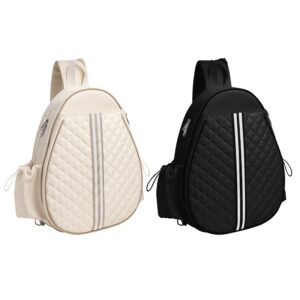 Pickleball Sling Bag – Waterproof Tennis & Badminton Backpack for Men & Women with Wet Pocket & Hidden Fence Hook, Machine Washable (2 colors)