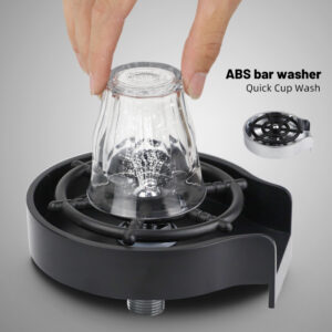High-Pressure Automatic Cup Washer for Sink – Bar Counter & Kitchen Faucet Attachment, Rinse Tool for Coffee Pitchers & Glassware