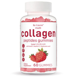 Collagen Peptide Gummies – Skin, Hair, Nails & Joint Support – Hydrolyzed Type I & III Collagen – 60 Gummies