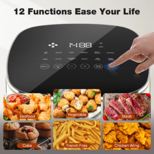 12-in-1 Digital Air Fryer with Window, 6-Quart Square Basket – Roast, Reheat, Bake, Dehydrate, Steam & More, 400°F Max Temp - Image 4