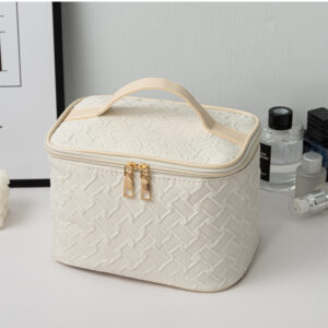 Umizolco Large Capacity Travel Makeup Bag – Black & White, Multi-Functional Cosmetic Organizer, Stain-Resistant Handheld Square Case - Image 3