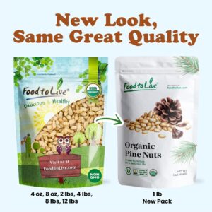 Organic raw pine nuts in a bowl – shelled, unsalted, Non-GMO pignolias, 1 lb bulk bag for pesto, salads, and baking