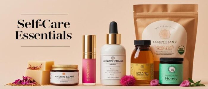 alt="Promotional banner showcasing beauty products and gourmet food items together, highlighting diverse multi-vendor categories"