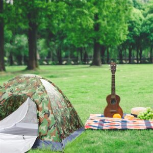 Camouflage Camping Tent – Portable 3-4 Person, Fiberglass Poles, Silver-Tape Lining
