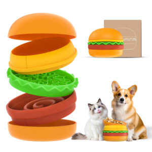 Hamburger Pet Feeding Bowl Set – 5-in-1 Multi-Layer Cat & Dog Food and Water Bowl Combo - Image 3