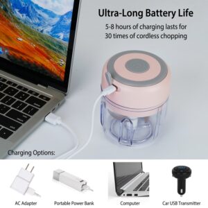 Mini Electric Garlic Chopper – 8.45oz Cordless Food Processor, Rechargeable Mincer for Garlic, Onion, Chili, Nuts & Meat - Image 3