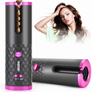 Wireless Automatic Hair Curler – USB Rechargeable Ceramic Rotating Curling Iron Wand for Effortless Hair Styling