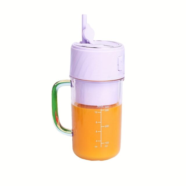 Portable Rechargeable Mini Blender – Travel Cup with Lid & Straw
