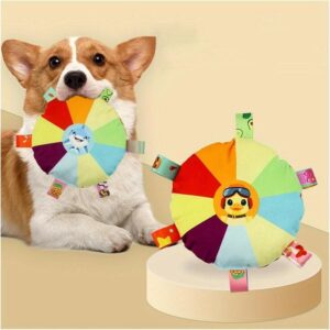 Plush Dog Flying Disc Toys – Interactive Chew & Tug Toy with Bell, Bite-Resistant and Washable - Image 4
