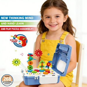 Creative 268-Piece Puzzle Bag – Educational Building Toy Set (Blue)