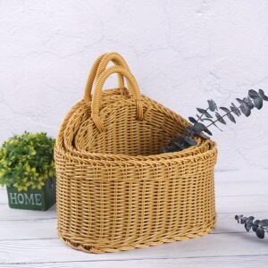 3-Piece Rattan-Style Wall Storage Baskets – Plastic Woven Hanging Organizers for Kitchen & Home - Image 4