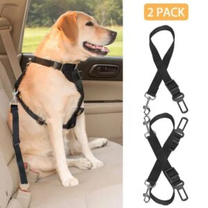 2-Piece Adjustable Pet Dog Seat Belt Leash – Safety Car Harness Lead for Dogs & Cats