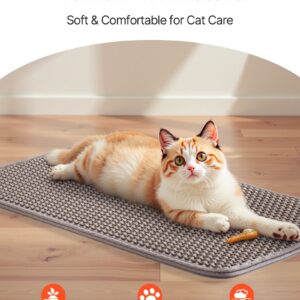 Cat Litter Mat 24×15 in – Double-Layer Non-Slip Litter Trapping Mat with Honeycomb Design