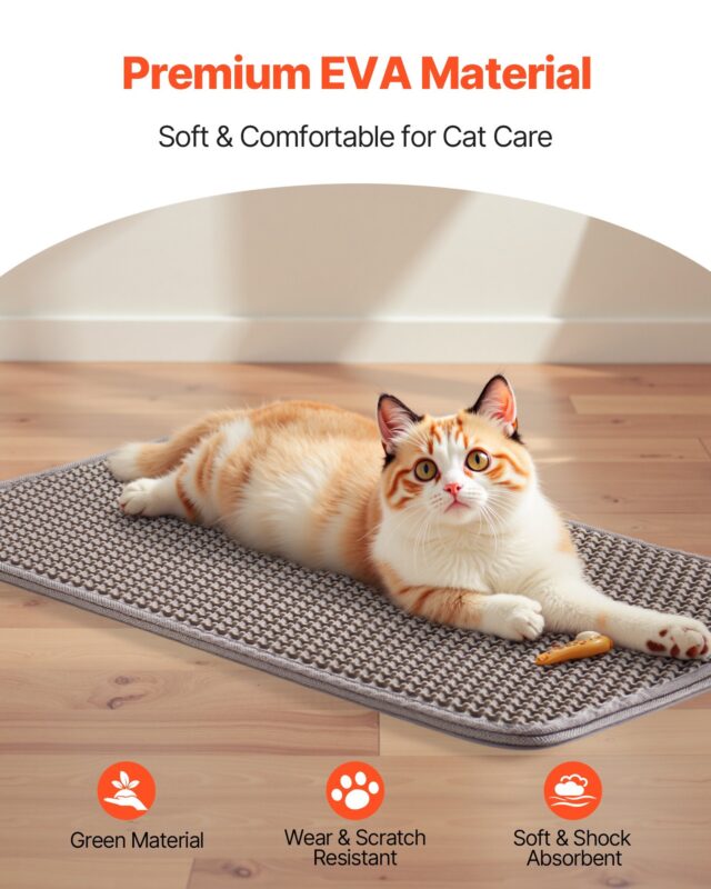 Cat Litter Mat 24×15 in – Double-Layer Non-Slip Litter Trapping Mat with Honeycomb Design