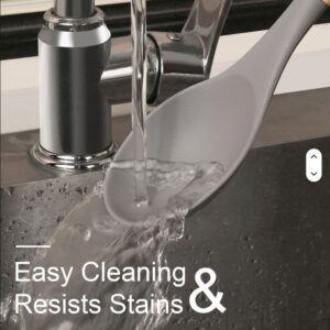 12-Piece Non-Stick Silicone Kitchen Utensils Set – Heat Resistant with Wooden Handles (Gray) - Image 4