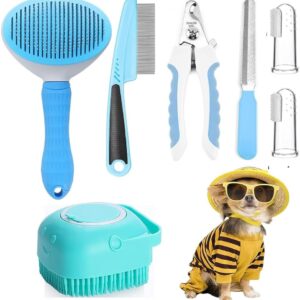 7-Piece Pet Grooming Kit – Self-Cleaning Shedding Brush with Nail Clipper & Bath Accessories