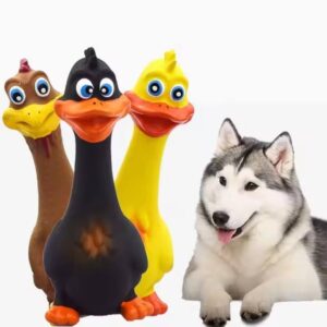 3-Piece Squeaky Chicken Toys – Eco-Friendly Latex Dog Chew & Interactive Play Set