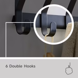 Better Homes & Gardens SnugFit Over-the-Door Hook Rack with 6 Double Hooks, Matte Black - Image 3