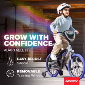 Huffy 18" Electro-Light Kids' Bike, Fits Riders 42"-49", Grey/Purple, Kids, Unisex - Image 3